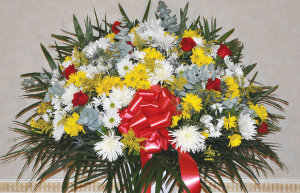 YELLOW, RED AND WHITE STANDARD BASKET